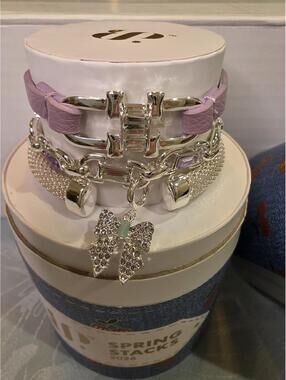 Sweet Serendipity Silver Plated Bracelet with Lab Created Stones
